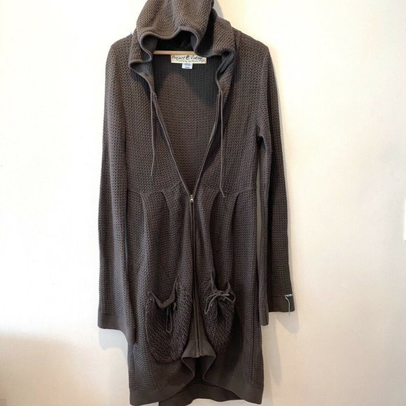 Project E Sweaters - Project E Vintage Brown Cardigan Hoodie Sweater